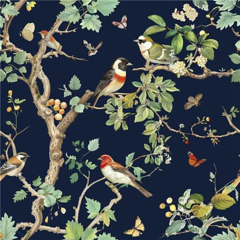 Vintage Floral Bird Peel & Stick Wallpaper Dark Contact Paper